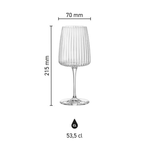 Infografik mit den Produktabmessungen des Exclusiva Weinglases 53,5 cl. Infografik mit den Produktabmessungen des Exclusiva Weinglases 53,5 cl.