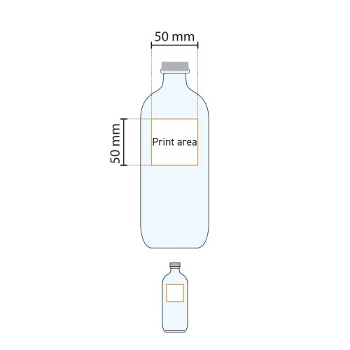 Flasche Iconic 0,54 Liter (inkl. silberner Verschluss) bedruckt Flasche Iconic 0,54 Liter (inkl. silberner Verschluss) bedruckt