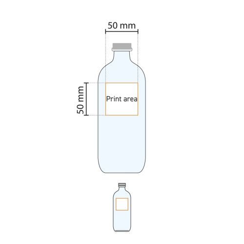 Flasche Iconic 0,54 Liter (inkl. silberner Verschluss) bedruckt Flasche Iconic 0,54 Liter (inkl. silberner Verschluss) bedruckt