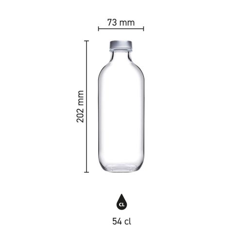 Flasche Iconic 0,54 Liter (inkl. silberner Verschluss) bedruckt Flasche Iconic 0,54 Liter (inkl. silberner Verschluss) bedruckt