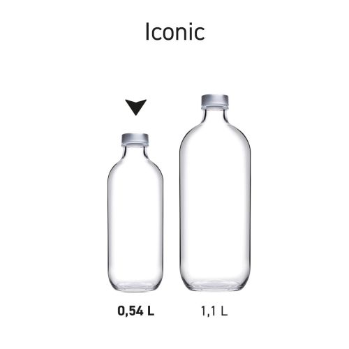 Flasche Iconic 0,54 Liter (inkl. silberner Verschluss) bedruckt Flasche Iconic 0,54 Liter (inkl. silberner Verschluss) bedruckt