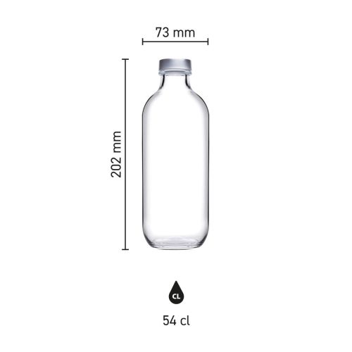 Flasche Iconic 0,54 Liter (inkl. silberner Verschluss) bedruckt Flasche Iconic 0,54 Liter (inkl. silberner Verschluss) bedruckt