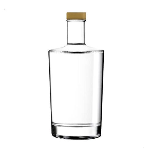 Flasche Neos 0,7 l mit gerader Form und langem Hals, dargestellt in der Vorderansicht mit goldenem Verschluss.