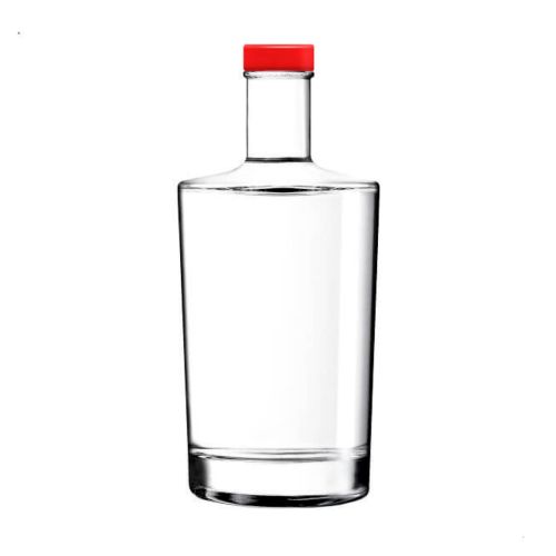 Flasche Neos 0,7 l mit gerader Form und langem Hals, dargestellt in der Vorderansicht mit rotem Verschluss.