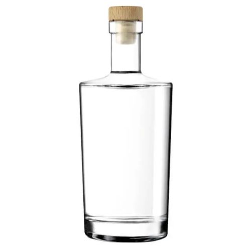 Flasche Neos 1.0 Liter Kork in gerader Vorderansicht, aus Klarglas.