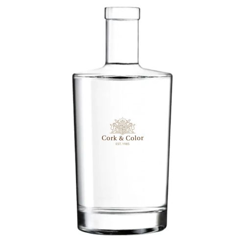 Vorderseite der Flasche Neos 1.0 Liter Kork mit mehrfarbigem CorkColor-Logo auf der Glasoberfläche.
