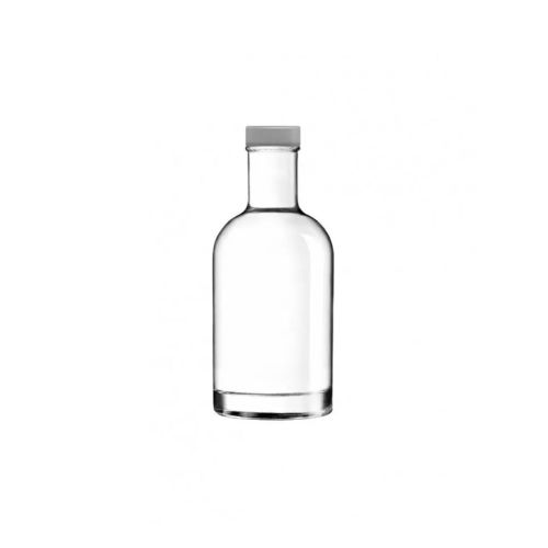 Flasche Oslo 0,2 Liter mit silbernem Verschluss, von vorne fotografiert, ohne Aufdruck.