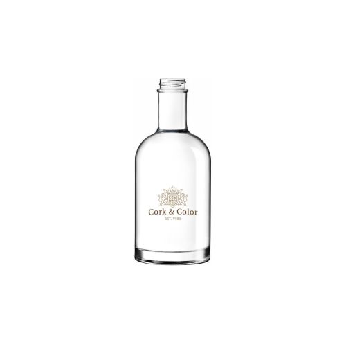 Flasche Oslo 0,2 Liter mit mehrfarbigem CorkColor-Logo auf der Vorderseite.