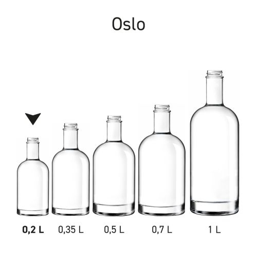 Set aus mehreren Oslo-Flaschen, die als Produktserie in einer Reihe dargestellt sind.