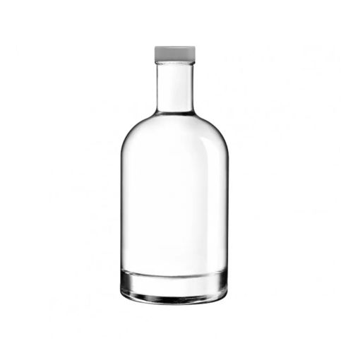 Flasche Oslo 0,5 Liter aus Klarglas mit silbernem Verschluss in gerader Vorderansicht ohne Aufdruck.