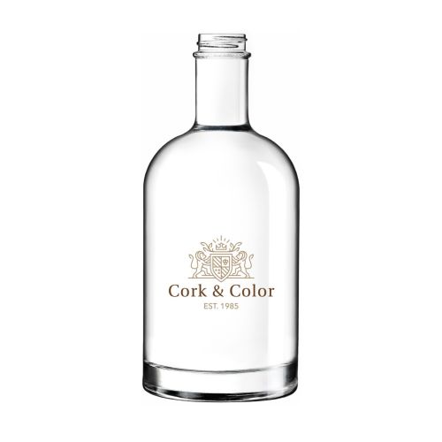 Flasche Oslo 0,7 Liter mit mehrfarbigem CorkColor-Logo auf der Vorderseite.