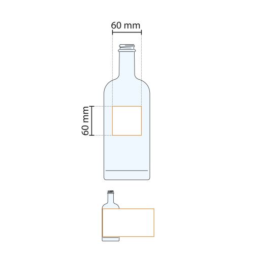 Die technische Arbeitszeichnung zeigt die Druckfläche der Bottle Oslo 1,0 Liter für den Druck.