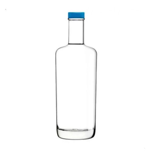 Vorderseite der Flasche Oxygen 0,7 Liter mit blauem Verschluss, aufrecht mit langem, schmalem Hals.