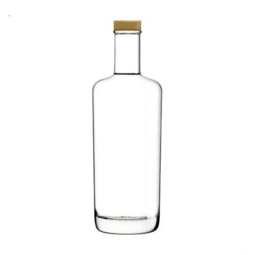 Vorderseite der Flasche Oxygen 0,7 Liter mit goldenem Verschluss, aufrecht mit langem, schmalem Hals.