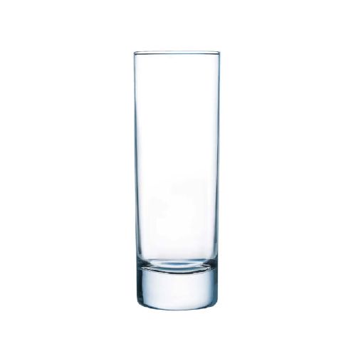 Vorderansicht des Islande Longdrink Glas 22 cl. aus transparentem, zylindrischem Glas. Vorderansicht des Islande Longdrink Glas 22 cl. aus transparentem, zylindrischem Glas.