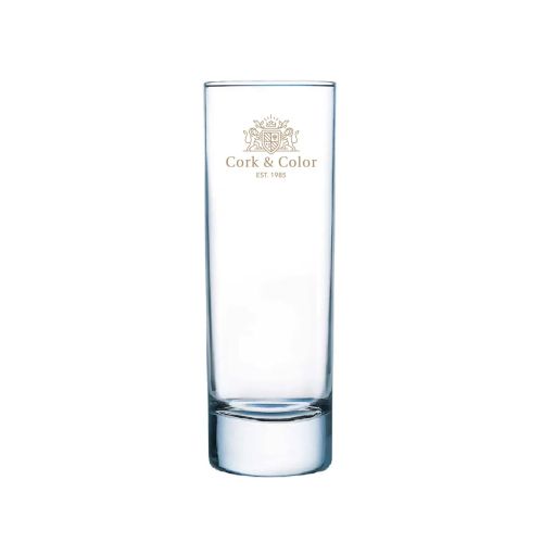 Islande Longdrink Glas 22 cl. mit CorkColor Logo in einer Farbe auf der Vorderseite. Islande Longdrink Glas 22 cl. mit CorkColor Logo in einer Farbe auf der Vorderseite.