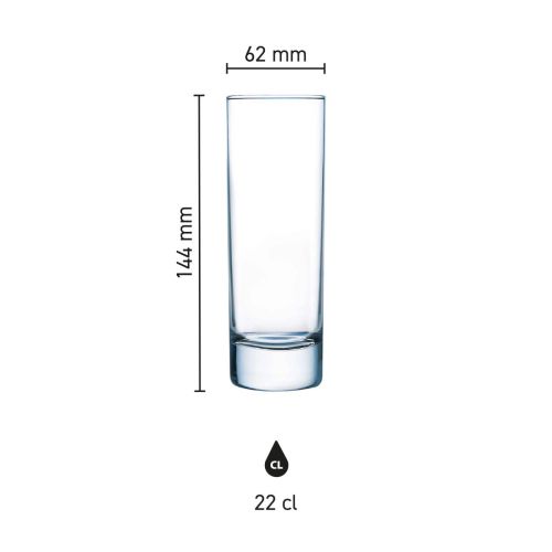 Die Infografik zeigt die Produktabmessungen von Islande Longdrinkglas 22 cl. Die Infografik zeigt die Produktabmessungen von Islande Longdrinkglas 22 cl.