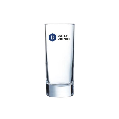 Islande Longdrinkglas 17 cl. mit aufgedrucktem DailyDrinks-Logo in mehreren Farben auf der Vorderseite. Islande Longdrinkglas 17 cl. mit aufgedrucktem DailyDrinks-Logo in mehreren Farben auf der Vorderseite.