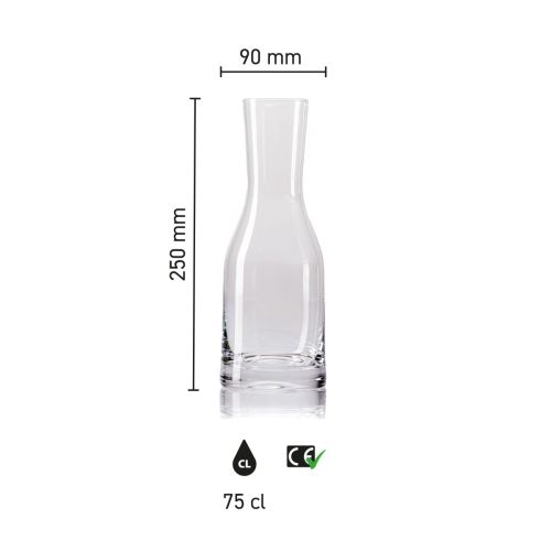 Die Infografik zeigt die Höhe, Breite und das Fassungsvermögen der Karaffe Le Marc 75 cl. mit Graduierung. Die Infografik zeigt die Höhe, Breite und das Fassungsvermögen der Karaffe Le Marc 75 cl. mit Graduierung.