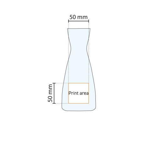Die Druckfläche für das Logo auf der Karaffe Ypsilon 0,50 l Glas ist in der detaillierten Arbeitszeichnung dargestellt. Die Druckfläche für das Logo auf der Karaffe Ypsilon 0,50 l Glas ist in der detaillierten Arbeitszeichnung dargestellt.