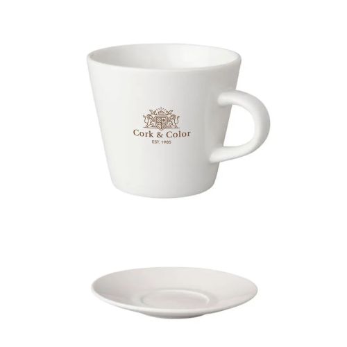 Kaffee Neo Budgetline weiß 19 cl. SET mit einfarbigem CorkColor-Logo auf der Vorderseite. mit einfarbigem CorkColor-Logo auf der Vorderseite.