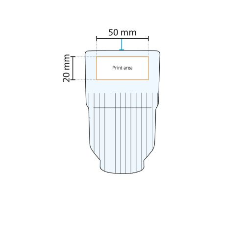 Druckfläche für die Personalisierung auf Glas Onis 34,5 cl in der technischen Arbeitszeichnung gezeigt. Druckfläche für die Personalisierung auf Glas Onis 34,5 cl in der technischen Arbeitszeichnung gezeigt.