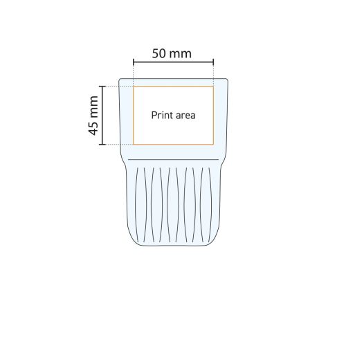 Druckfläche auf dem Onis Everest glass 26.5 cl, dargestellt in einer technischen Arbeitszeichnung. Druckfläche auf dem Onis Everest glass 26.5 cl, dargestellt in einer technischen Arbeitszeichnung.