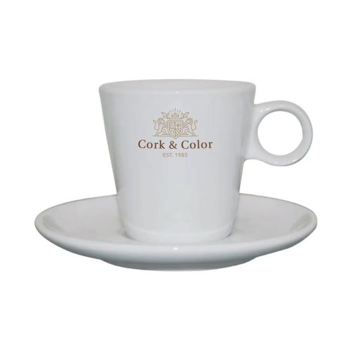 e Lukas Cappuccino weiß 19,5 cl. Set von SET mit mehrfarbigem CorkColor-Logo auf der Vorderseite. e Lukas Cappuccino weiß 19,5 cl. Set von SET mit mehrfarbigem CorkColor-Logo auf der Vorderseite.