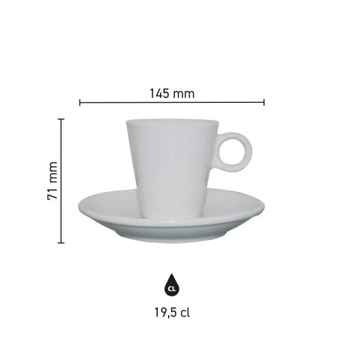 Infografik mit den Produktabmessungen des Lukas Cappuccino weiß 19,5 cl. Set. Infografik mit den Produktabmessungen des Lukas Cappuccino weiß 19,5 cl. Set.