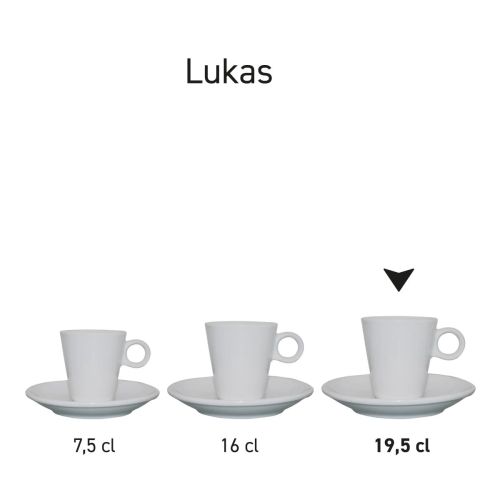 Serie von Lukas Cappuccino Sets in Serienform. Serie von Lukas Cappuccino Sets in Serienform.