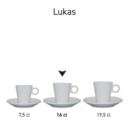 Sets der Serie Lukas aus Porzellan, praktisch in Serie angeordnet. Sets der Serie Lukas aus Porzellan, praktisch in Serie angeordnet.