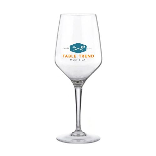 Weinglases 44 cl. mit zweifarbigem TableTrend-Logo in der Mitte der Vorderseite. Weinglases 44 cl. mit zweifarbigem TableTrend-Logo in der Mitte der Vorderseite.