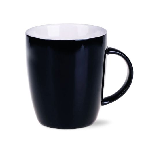 Vorderansicht des Mini Specta Tasse 28 cl. aus schwarzem Porzellan mit gerader Wand und Henkel. Vorderansicht des Mini Specta Tasse 28 cl. aus schwarzem Porzellan mit gerader Wand und Henkel.