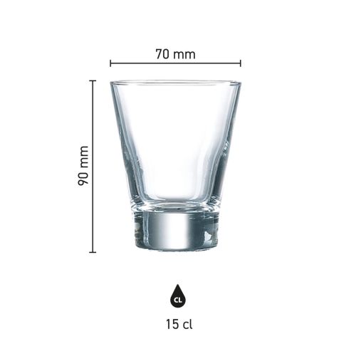 Infografik mit den genauen Abmessungen des Shetland-Glases von 15 cl. in Millimetern. Infografik mit den genauen Abmessungen des Shetland-Glases von 15 cl. in Millimetern.