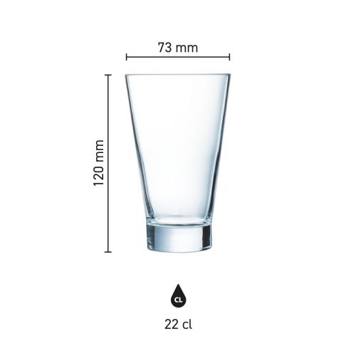 Die Infografik zeigt die genauen Abmessungen des Glases Shetland 22 cl. in Millimetern. Die Infografik zeigt die genauen Abmessungen des Glases Shetland 22 cl. in Millimetern.