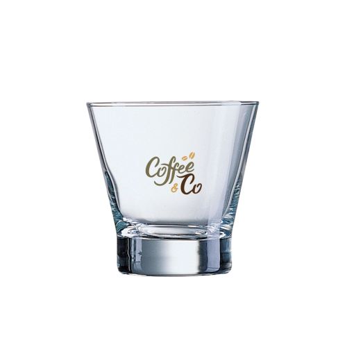 Shetland  Glas 25 cl. mit CoffeeCo Logo in zwei bis vier Farben auf der Vorderseite.