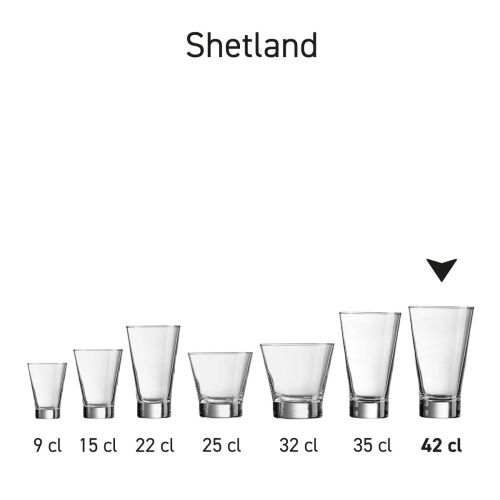 Die Serienansicht zeigt verschiedene Versionen der Shetland Gläsern nebeneinander. Die Serienansicht zeigt verschiedene Versionen der Shetland Gläsern nebeneinander.