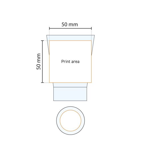 Druckfläche für Logo oder Gravur, die auf der Arbeitszeichnung des Shetland 9 cl. Glas.