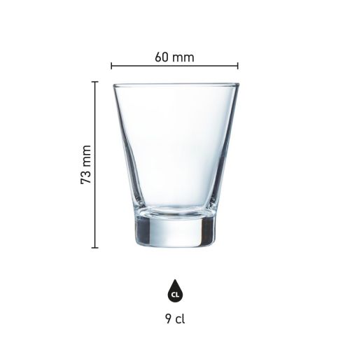 Die Infografik zeigt die genauen Abmessungen des Shetland 9 cl. Glases in Millimetern.
