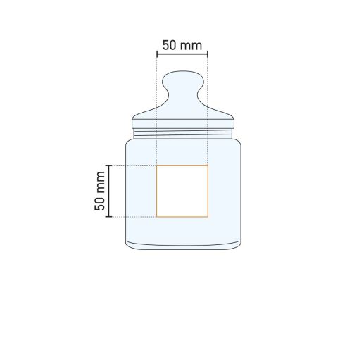 Technische Arbeitszeichnung mit angegebenem Druckbereich auf Bonbonglas Big Club 1,50 Liter. Technische Arbeitszeichnung mit angegebenem Druckbereich auf Bonbonglas Big Club 1,50 Liter.