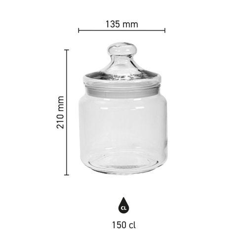 Die Infografik zeigt die Höhe und Breite des Bonbonglases Big Club 1,50 Liter. Die Infografik zeigt die Höhe und Breite des Bonbonglases Big Club 1,50 Liter.