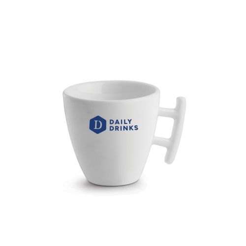Squito Espressotasse 8 cl aus Porzellan mit DailyDrinks-Logo in einer Farbe auf der Vorderseite.