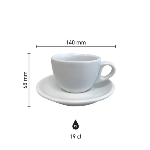 Infografik mit den Abmessungen des Porzellans Style Cappuccino 19 cl SET, einschließlich Durchmesser und Höhe. Infografik mit den Abmessungen des Porzellans Style Cappuccino 19 cl SET, einschließlich Durchmesser und Höhe.