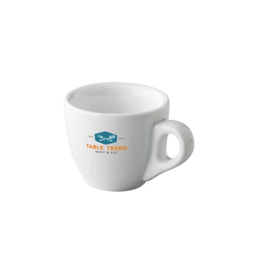 Vorderansicht der Style Espresso-Tasse 7 cl. mit mehrfarbigem TableTrend-Logo in der Mitte.