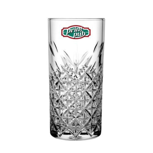 Das PrintPub-Logo wird mehrfarbig auf die Vorderseite des 30-cl-Glases gedruckt.