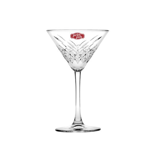 Timeless Martini-Glas, bedruckt mit dem PrintPub-Logo in einer Farbe auf der Glasoberfläche. Timeless Martini-Glas, bedruckt mit dem PrintPub-Logo in einer Farbe auf der Glasoberfläche.