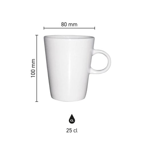 Infografik mit den Abmessungen von Trapo Becher weiß 25 cl. einschließlich Höhe und Durchmesser. Infografik mit den Abmessungen von Trapo Becher weiß 25 cl. einschließlich Höhe und Durchmesser.