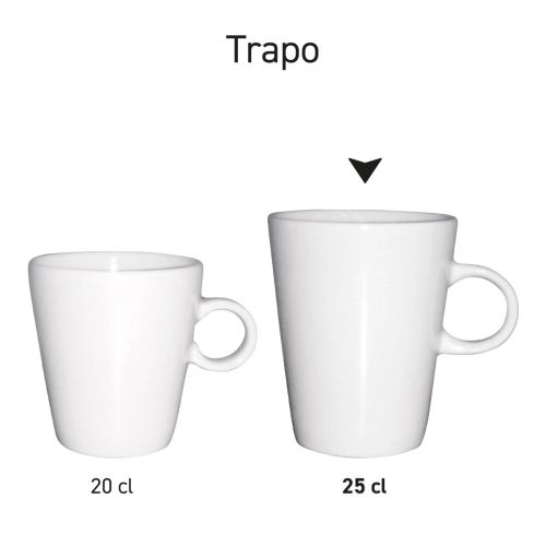 Das Serienbild zeigt mehrere weiße Trapo-Tassen nebeneinander. Das Serienbild zeigt mehrere weiße Trapo-Tassen nebeneinander.