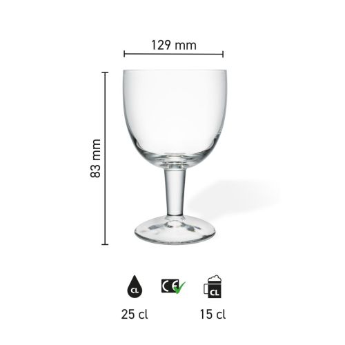 Die Infografik zeigt die Abmessungen des Trappistenglases mit 15 cl. Fassungsvermögen, einschließlich Höhe und Durchmesser. Die Infografik zeigt die Abmessungen des Trappistenglases mit 15 cl. Fassungsvermögen, einschließlich Höhe und Durchmesser.