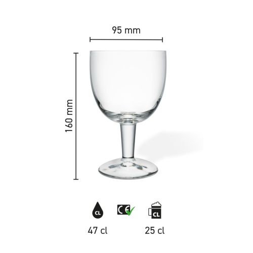Die Infografik zeigt die Produktabmessungen des 33 cl Trappistenglases mit Höhe und Durchmesser.